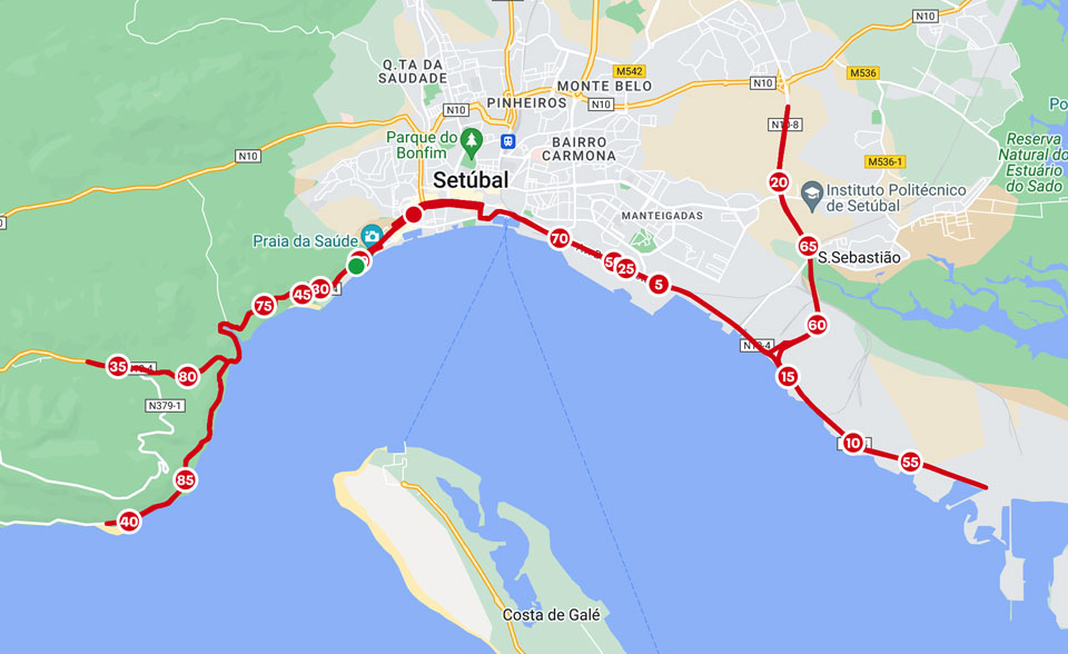 Mapa de percurso de ciclismo